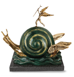 Snail And The Angel by Salvador Dali - Bronze Sculpture sized 24x17 inches. Available from Whitewall Galleries